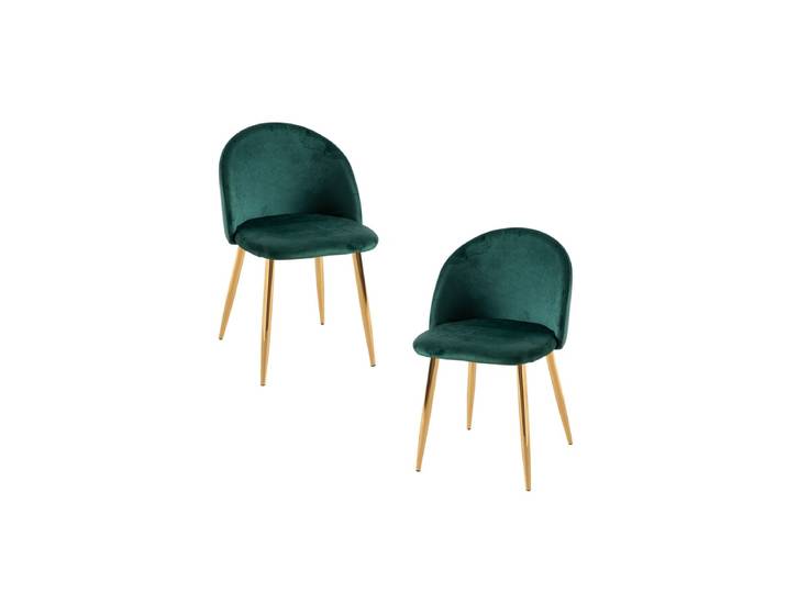 2er Set Vint Samt Golden Stühle - Vert