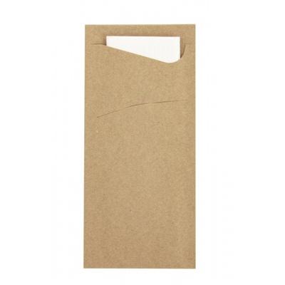 Prime Guest Bestecktasche Prime Fit in Recycling 85 x 190 mm, mit 2-lagiger Tissue-Serviette in Weiß - 500 Stück