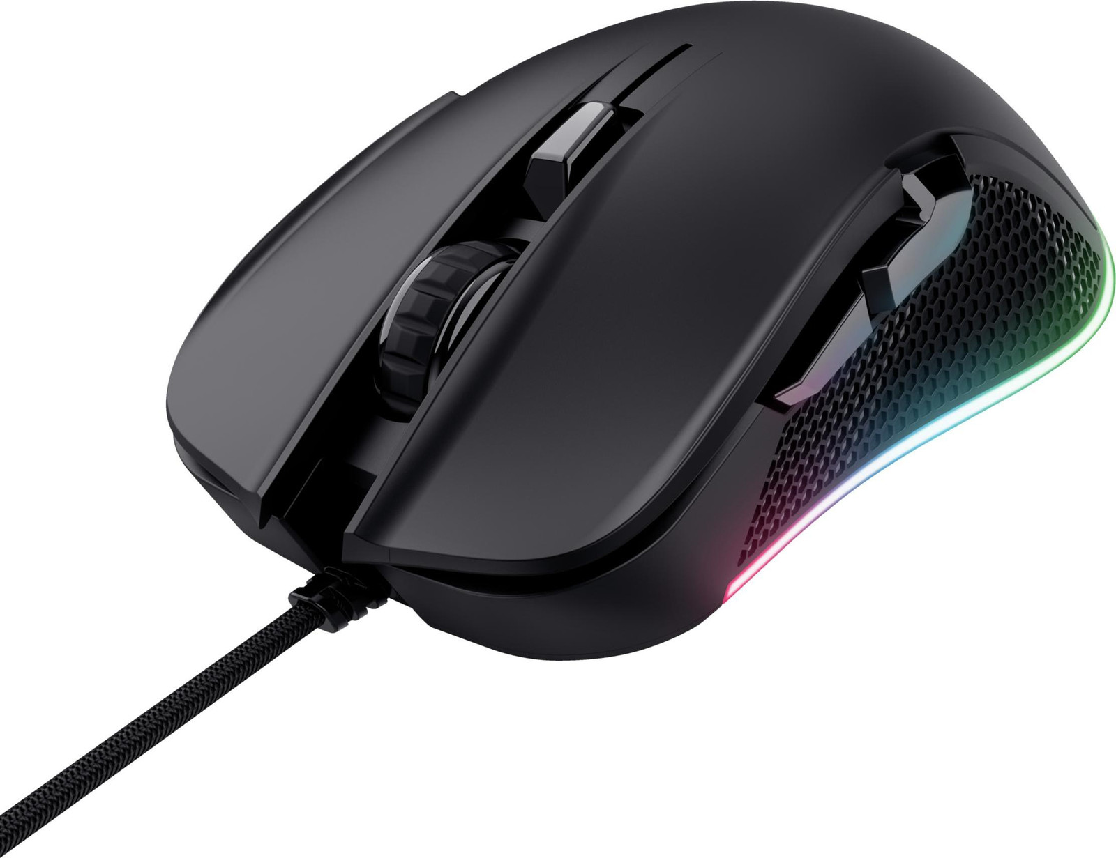Trust GXT 922 YBAR mechanische gamingmuis, rechts, USB Type-A, 7200 DPI, zwart