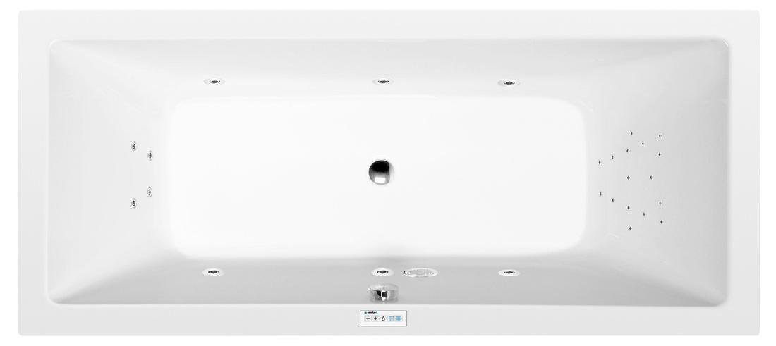 Polysan KRYSTA Whirlpool-Badewanne, 180x70x39cm, Highline Hydro, Chrom