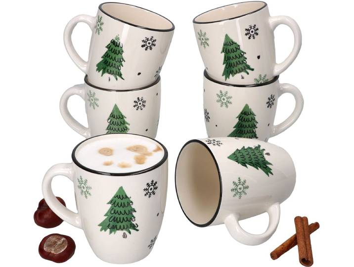 Set van 6 kerstboom koffiemokken - 23105724