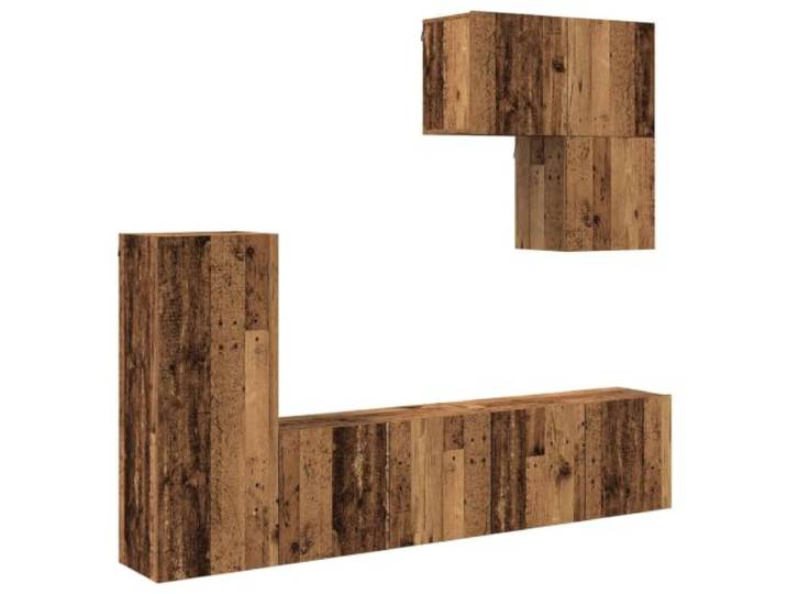 GHVBNMF TV-Wandmöbel Set 5-TLG Hängeschrank Altholz Holzwerkstoff 240cm Moderne Wohnwand aus Holzwerkstoff für das Wohnzimmer, 5 schwebende Elemente bieten flexiblen Stauraum.