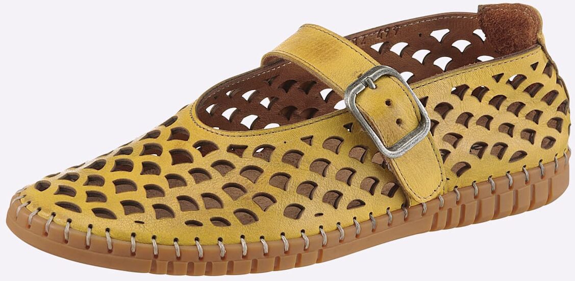 Slipper GEMINI, Damen, Gr. 39, gelb, Glattleder, Schuhe Slipper gelb 39