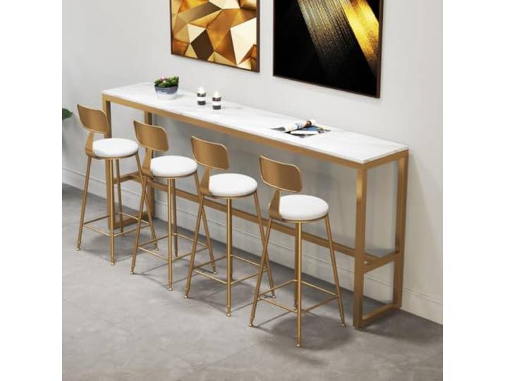 Stehtisch, Hochtisch, modern stabil mit Steinplatte für Küche und Bar Robust, Kücheninsel, Frühstücksecke & Essbereich für kleine Wohnung, einfache Montage, ohne Hocker enthalten