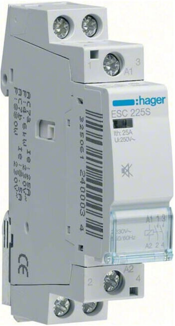 Hager Contacteur silencieux 25A 2P 230V ESC225S (ESC225S)