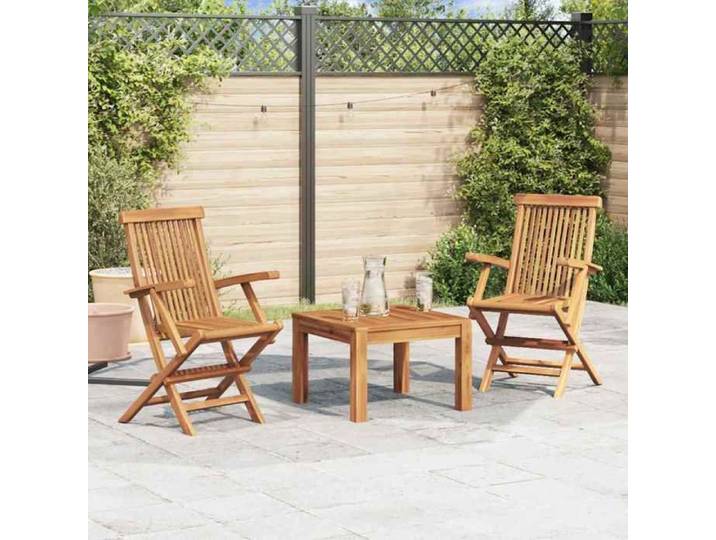 CHIC Chaises Pliantes (lot de 2) avec Accoudoirs en Bois de Teck 55x60x89 cm pour Jardin et Terrasse 146675