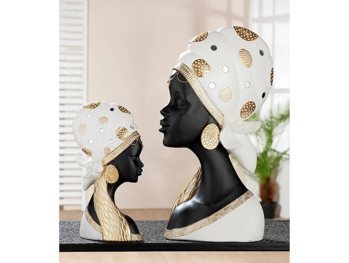 home24 Beeldje Lady Mara met hoofddoek 22 x 41 x 11cm zwart