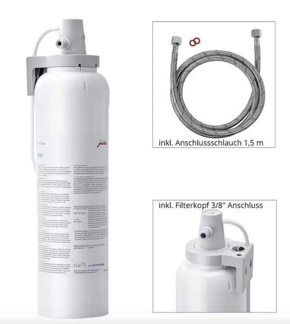 JURA Wasserfilter F2300 für Automaten mit Festwasseranschluss (70331) inkl. Anschlußschlauch und Filterkopf 70331.DE