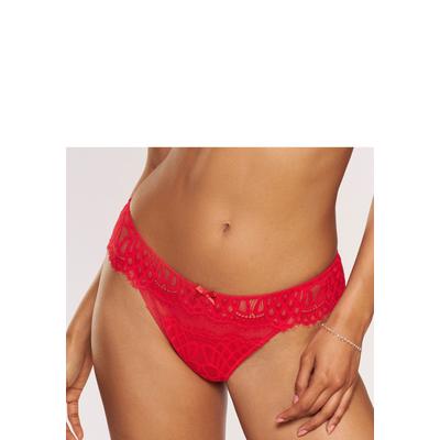 String LASCANA "Cara", Damen, Gr. 36/38, rot, Spitze, Obermaterial: 87% Polyamid, 13% Elasthan, körpernah, Unterhosen String, aus dezent transparenter Spitze, anteilig aus recyceltem Material