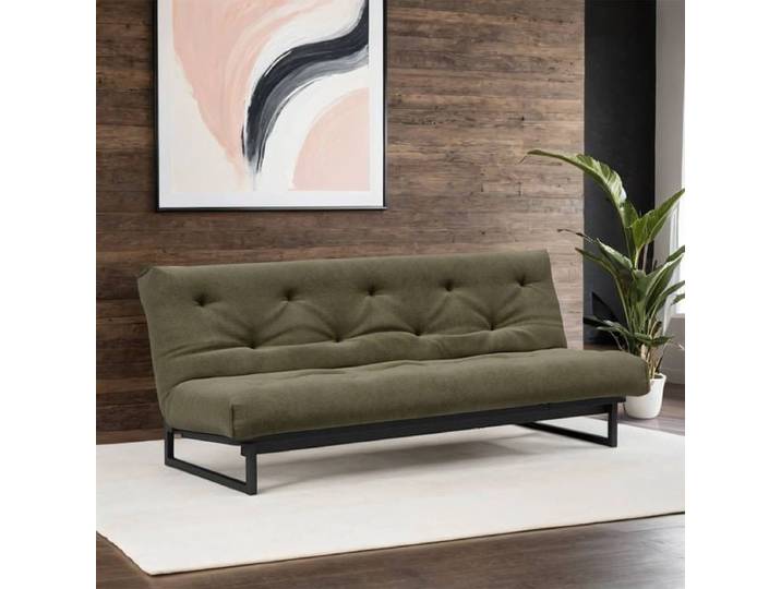 Schlafsofa Frentano Webstoff/Cord mit Lattenrost und Stauraum Mischgewebe 82x200x95cm Grün