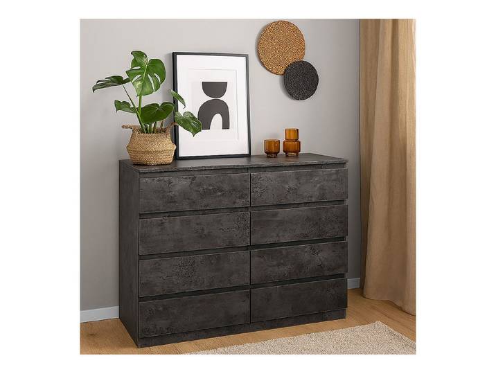 HTI-Living Sideboard Moderne Kommode mit 8 grifflosen Schubladen Beton (Stück, 1 St., 1 Kommode ohne Dekoration), Sideboard