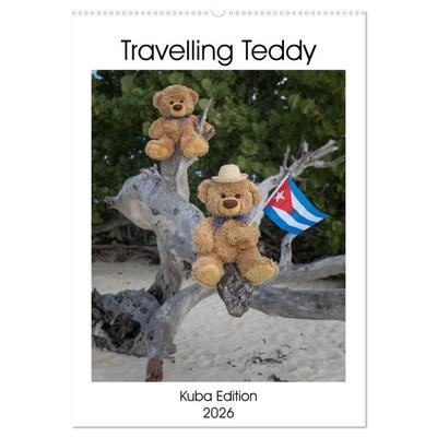 Travelling Teddy Kuba Edition 2026 (Wandkalender 2026 DIN A2 hoch), CALVENDO Monatskalender
