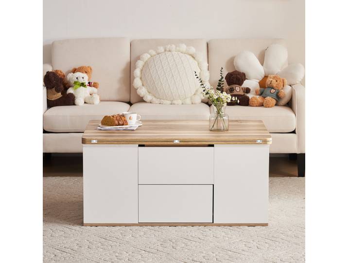 KOMHTOM Table basse multifonction de table ouvre 2 tables, grande capacité