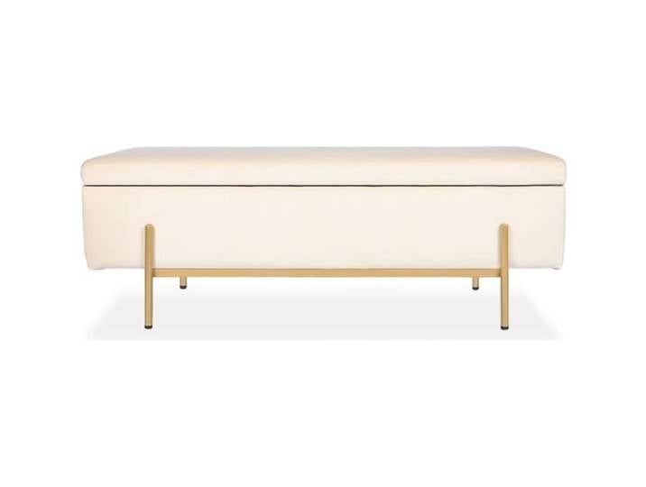 Banquette coffre Olivia Velours beige pieds or