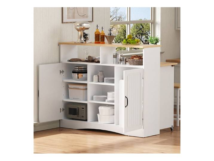 STILVORA Kücheninsel auf Rollen Küchenschrank Sideboard Küche mit Ausziehbarer Essbereich