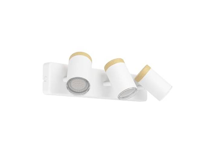Eglo Plafonnier Consuma\, 3 spots orientables\, lampe de plafond pour salle de bains\, luminaire en bois et acier blanc\, douille GU10\, IP44