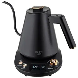 Adler AD 1349 Wasserkocher mit langem Ausguss, 1 Liter, 900 Watt, in Schwarz-Gold