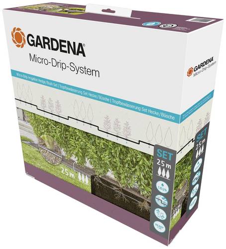 GARDENA Micro-Drip System 13500-20 Bewässerungs-Komplettset 13mm (1/2 ) Ø Hecken/Büsche Set (25 m)