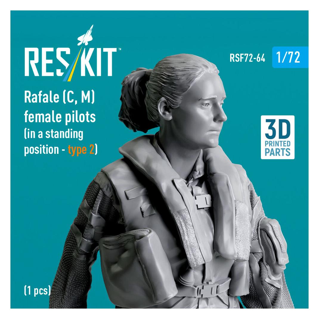 ResKit Rafale (C, M) female pilot (in a standing position - type 2) (1 pcs) (3D Printed) (RSF72-0064)