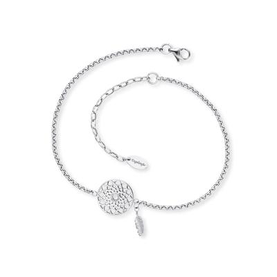 Fußkette mit Anhänger ENGELSRUFER "TRAUMFÄNGER", silber (edelstahlfarben), Fußketten, Damen, Edelstahl, glänzend