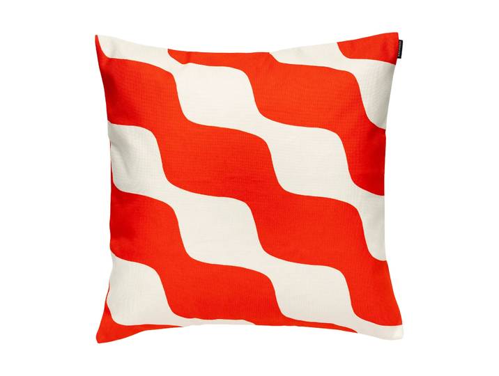 Marimekko Housse de coussin Taifuuni Natural white, orange red, 50x50 cm