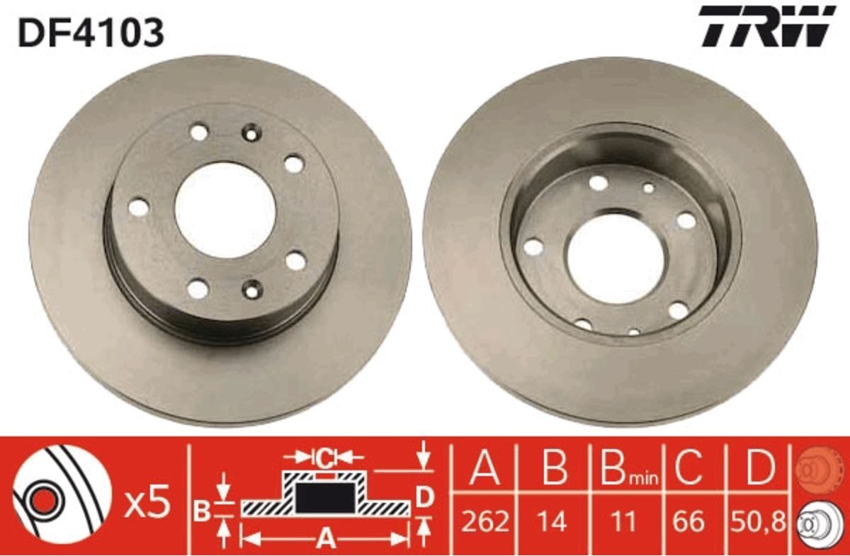 Bremsscheibe TRW DF4103 vorne, voll, 1 Stück