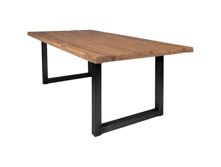 Esstisch Uwe Teak Natur, Schwarz Massivholz B 180 T 100 cm