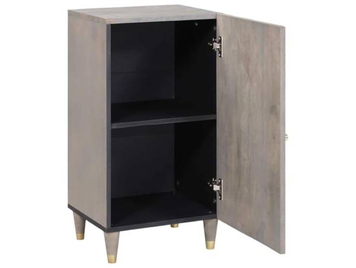 Sideboard Grau und Gold 40 x 33 x 75 cm Massivholz Mango Massives Mangoholz, goldene Akzente, Messingknöpfe, Messingbeine, sanfter Türmechanismus, trocken abwischbar