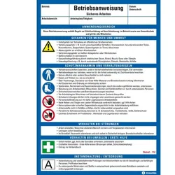 König Werbeanlagen Dreifke® Maschinenbetriebsanweisung Sicheres Arbeiten, Kunststoff, 210x297mm, ASR A1.3, DIN EN ISO 7010