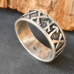 Drachensilber Runen Ring Schmuck Silber Bandring 925 Silber 68 - Silber