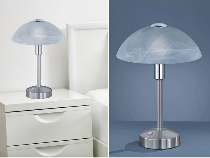 Trio Donna Tischleuchte LED Metall/Glas Alabsterfarbig Dimmbar