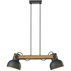 LED Pendelleuchte 2 flammig Akazienholz höhenverstellbar Industrial