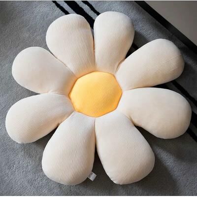 Trendy Discount Goods Six Petal Flower Cushion High Quality Sunflower Pillow Bay Window Pink Flower Setting For Bedroom Seat Pillow Girly Room white yellow 55x55cm
