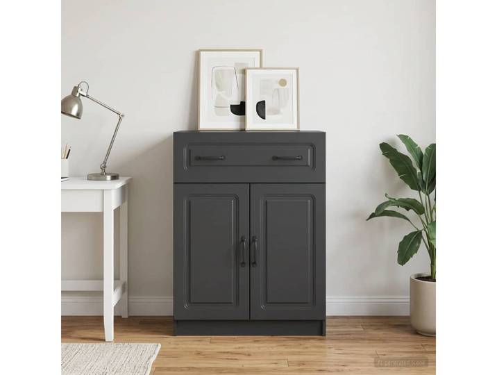 furnicato Sideboard 66 x 34,5 x 87 cm Schwarz (1 St), Aufbewahrungsschrank mit Schublade und Metallgriffen für Wohnraum