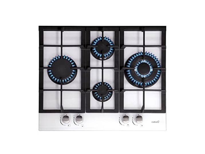 LCI 6031 WH - Gasherd mit Butangas und 4 Gaskochfeldern - 1 Dreifache Krone - Geeignet für das Kochen mit Erdgas - 64 cm Breite - Gesamtleistung 9,25 kW - Brenner und Grills mit Gas aus Eisen - Cata