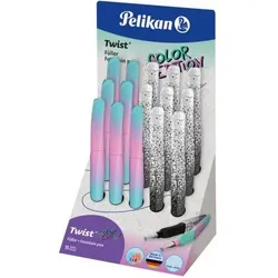 Pelikan, Schreibstifte, Füllhalter (Patronenfüllsystem) Twist Color Edition Display mit 15 Füllern für Rechts- und (15x)