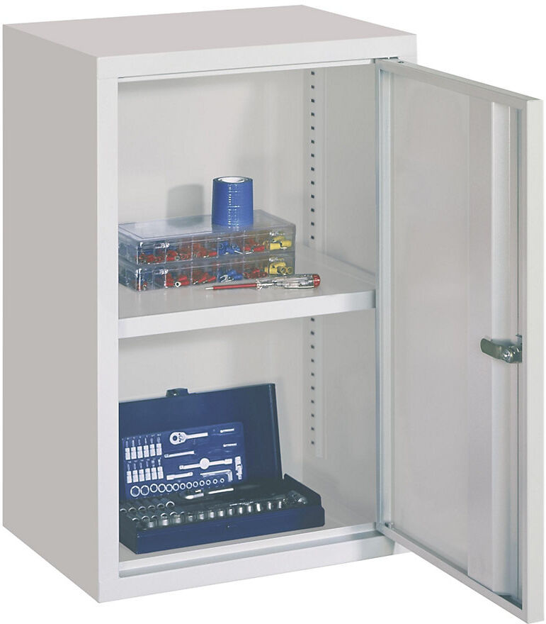 Hängeschrank, Höhe 600 mm, mit Vollblechtür/en, Breite 400 mm, glatte Rückwand, grau Pavoy