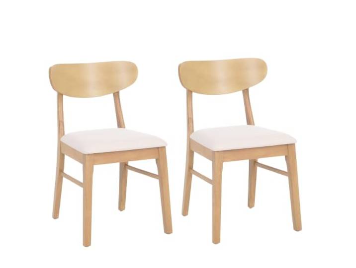Mendler 2er-Set Esszimmerstuhl HWC-M59 - helles Gestell, Stoff creme Küchenstuhl, Stuhl, Stoff/Textil, Massiv-Holz