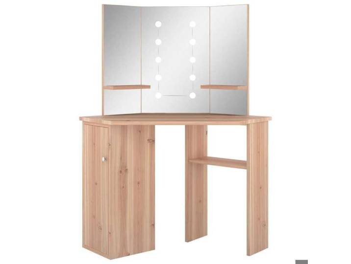 Meuble maquillage - - CHIC - Coiffeuse d'angle avec LED - Chêne 111x54x141 5 cm@EUxpr47h