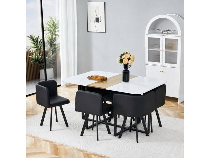 Norevia ensemble table et 6 chaises plateau mélaminé salle à manger 6 personnes