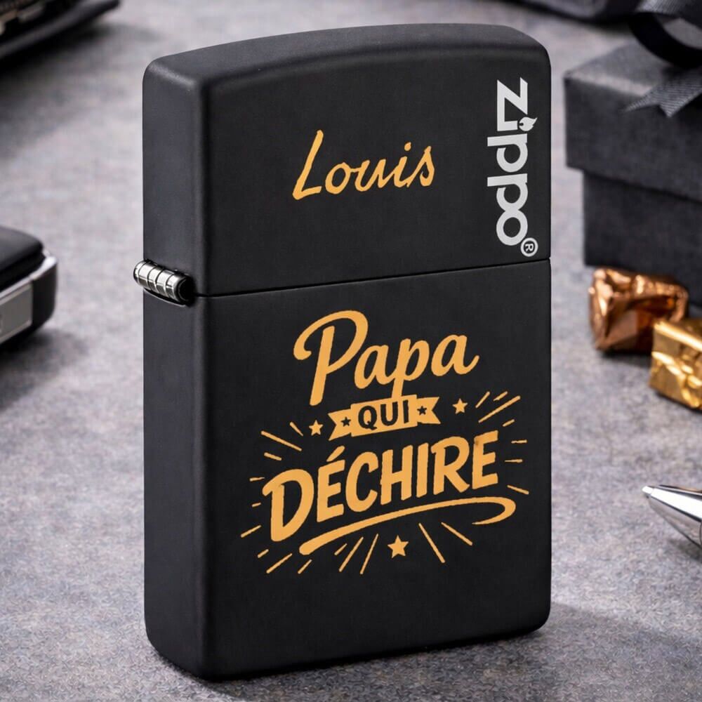 Ocadeau Briquet Zippo noir papa gravé