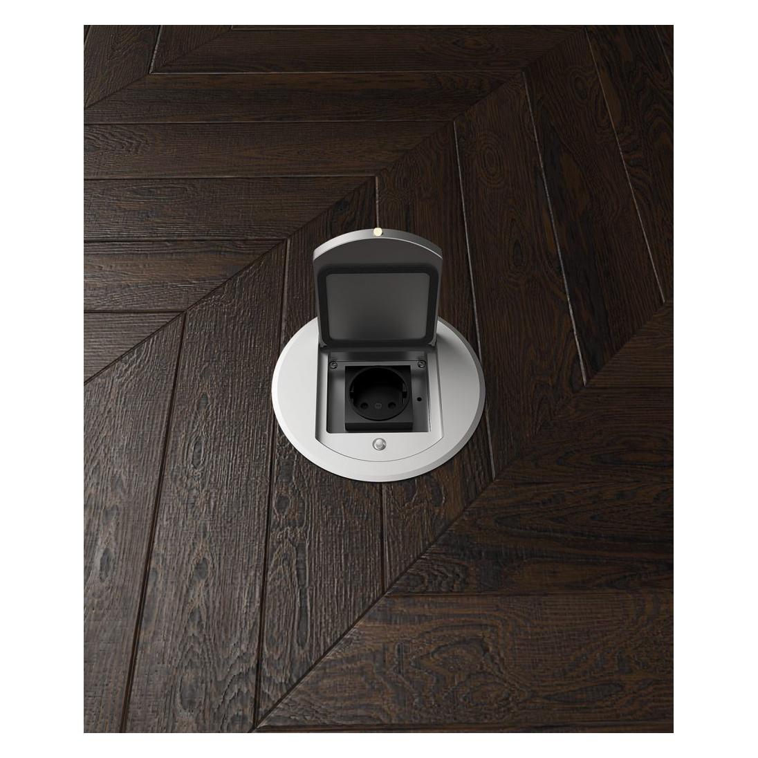 Bodensteckdosen Systemtechnik 8601A Bodensteckdose, 1-fach, rund, Klappdecke (8601A)