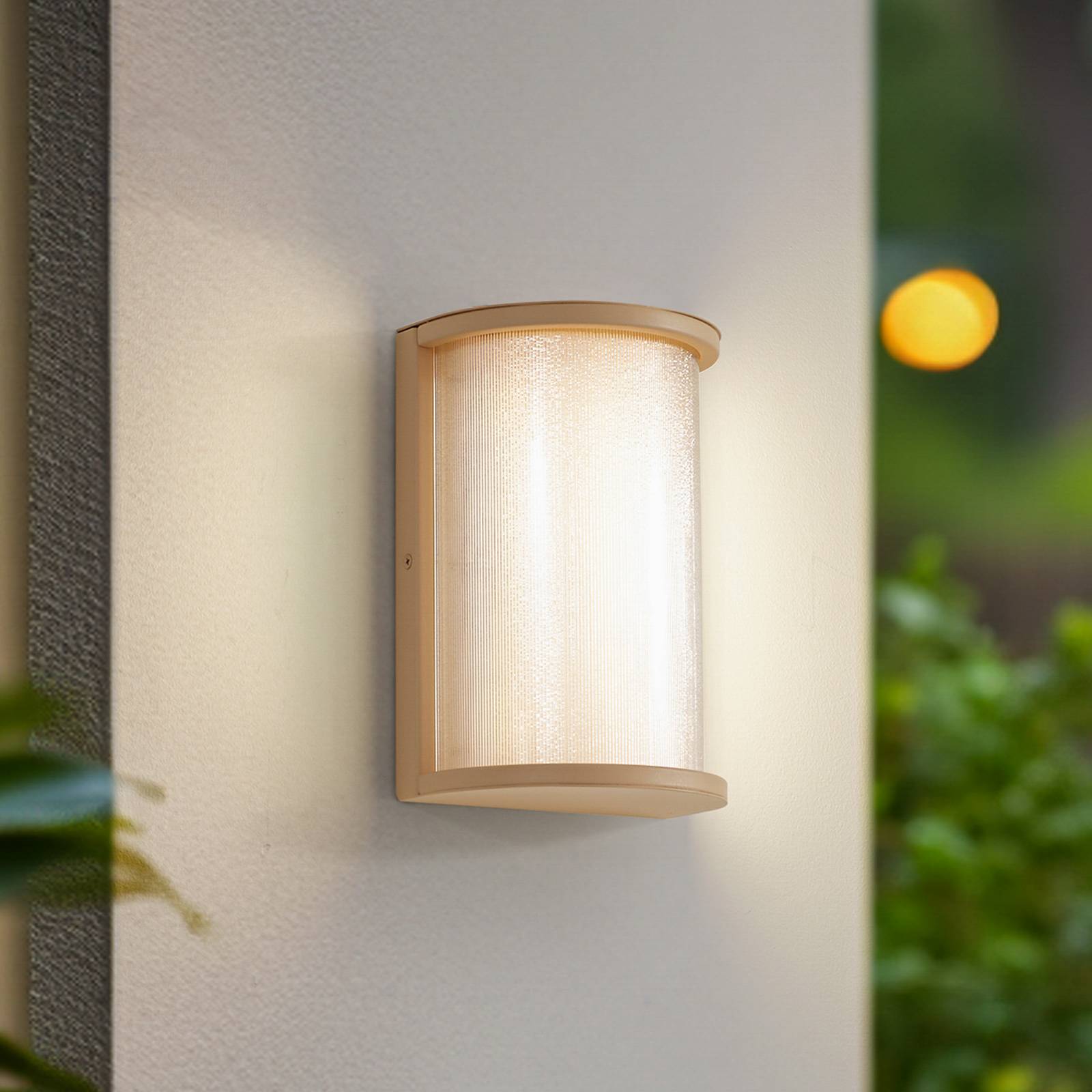 Aussenwandleuchte Calvik Lindby, creme / amber, Edelstahl, Modern