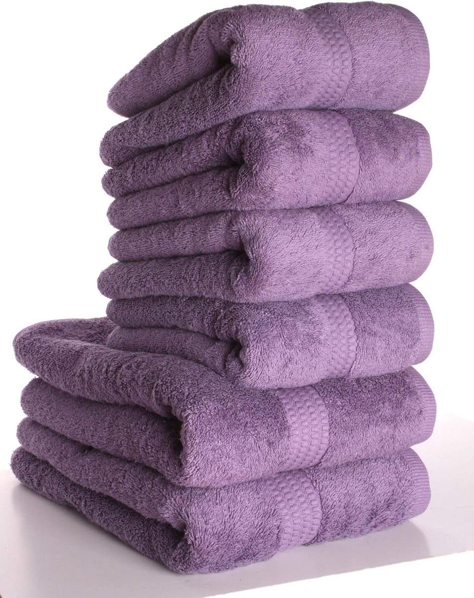 Handdoekenset Katoen Violet - 6-delige Badlinnen Set met Hoog Absorptievermogen - 4x 50x100 cm en 2x 70x140 cm