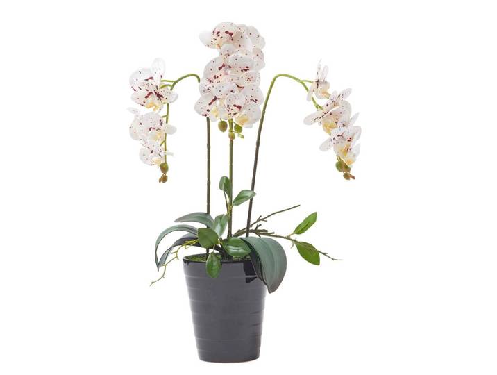 KUNSTBLUME Orchidee weiß-pink im Deko-Topf, 56 cm