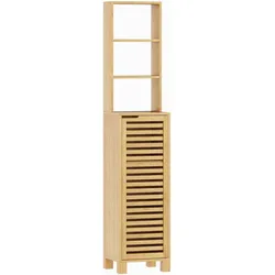 BADEZIMMERSCHRANK schmal, Hochschrank Toilettenschrank mit 3 offenen Regalen