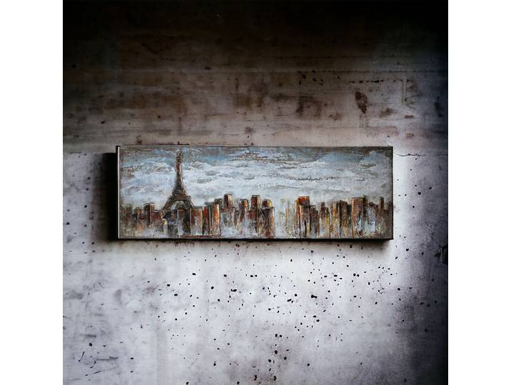 Tableau Relief vue de Paris en Métal
