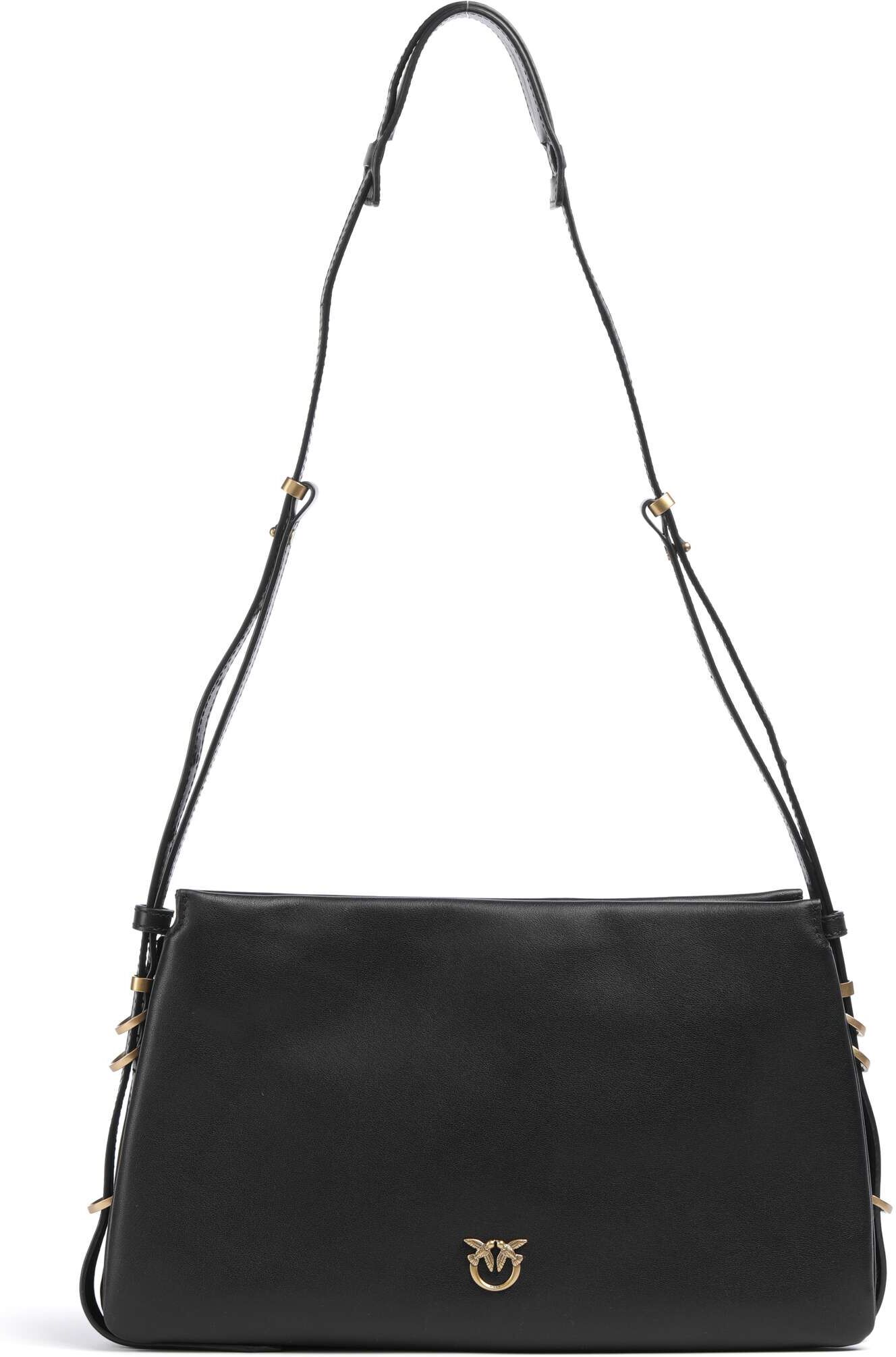 Pinko Triplet Schultertasche aus Leder, schwarz