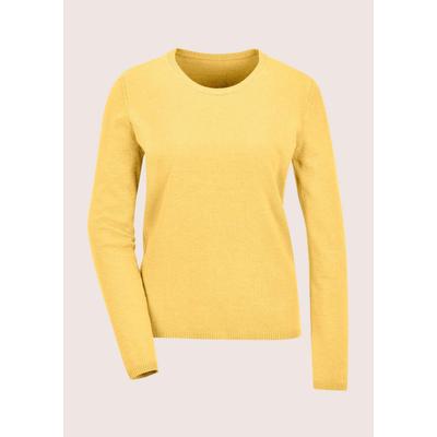 Longpullover MADELEINE "Pullover Leichtes Feinstrick-Oberteil mir Rundhals", Damen, Gr. 48, gold (goldgelb, melange), Obermaterial: 46% Modal CMD. 40% Polyacryl PAN. 14% Polyamid PA., Modern, Pullover Longpullover