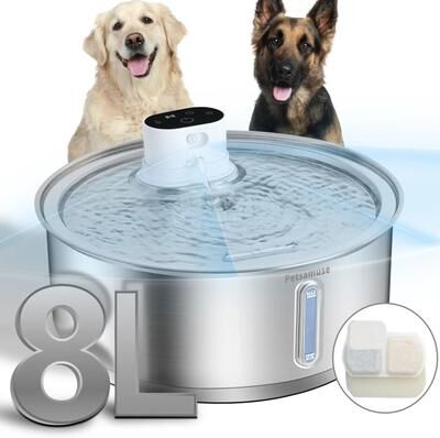 Uplifted Finds Petavista 8L Smart Wireless Stainless Steel Water Fountain 4 Pcs Filter